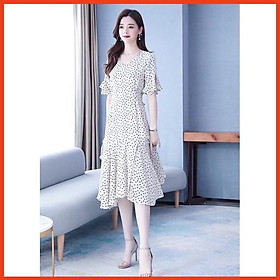 Đầm Suông Dài Trắng Bi Cột Nơ