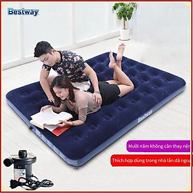 Nệm giường bơm hơi 2 người BestWay 191 x 137 x 22cm tặng máy bơm hơi 220V