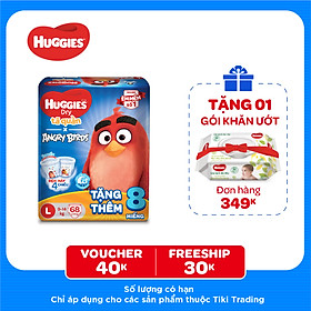 Tã Quần Huggies Dry Gói Cực Đại Angry Birds Phiên Bản Giới Hạn L68 (68 Miếng) - Tặng 8 Miếng