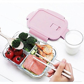 Mua Hộp cơm thủy tinh chia ngăn  hộp cơm văn phòng đựng thức ăn dùng được cho lò vi sóng