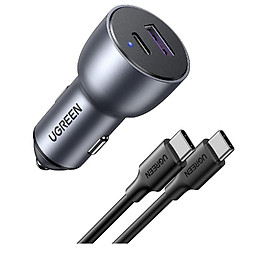 Mua Ugreen 90797 PD45W + QC3.0 18W Màu XámTẩu Sạc nhanh cho xe hơi gồm cổng USB-C PD45W + USB-A QC3.0 18W CD213 - Hàng chính hãng