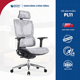 Ghế công thái học Ergonomic GOVI Plato PL11 - Tựa đầu điều chỉnh độ cao, tựa tay 3D nâng hạ, mâm ghế ngả 90-135 độ