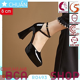 Hình ảnh Giày cao gót nữ 8p RO493 ROSATA bít mũi có quai cài ôm cổ chân kiểu dáng thanh lịch và sang trọng - màu đen