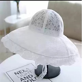 Nón rộng vành nữ, mũ vành rộng tiểu thư gấp gọn chất liệu ren thời trang mới dona250705