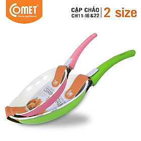 Mua Combo 02 chảo chống dính Ceramic COMET - CH11-16&22 - Màu ngẫu nhiên - Hàng Chính Hãng