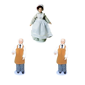 3 Pieces 1:12 Dollhouse Miniature Porcelain Doll Model Little Girl Boy