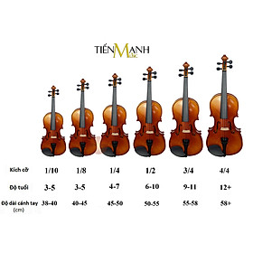 Đàn Violin Omebo RV205 Size 4/4, 3/4, 1/2, 1/4, 1/8, 1/10, 1/16 - Vĩ Cầm RV-205 Violon Hàng Chính Hãng