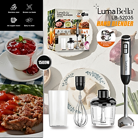 Máy xay sinh tố cầm tay Lumabella LB-52035 đa năng 4 trong 1, nhiều chức năng, công suất 1500W, xay cực khỏe - HÀNG CHÍNH HÃNG