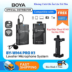 Mua QUÀ TẶNG LÊN TỚI 359K - Micro không dây WM4 Pro K1 (thế hệ mới) sử dụng cho điện thoại  máy quay BY-WM4 PRO Wireless Lavalier Lapel Microphone for iPhone Android Smartphone DSLR Cameras Youtube Recording Streaming Vlog Hàng Chính Hãng
