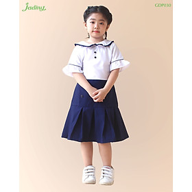 Đầm đi học cho bé gái lớp 1 nhún bèo Jadiny, đầm đồng phục học sinh cấp 1