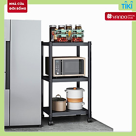 Kệ lò vi sóng đa năng Thép Carbon cao cấp Vando, kệ để đồ nhà bếp siêu chịu lực 300kg sơn tĩnh điện chống bong tróc, kệ nhà bếp