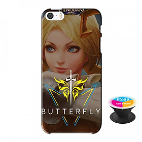 Ốp lưng nhựa dẻo dành cho iPhone 5S tặng popsocket in logo iCase - in hình Butterfly