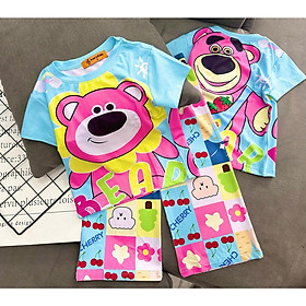 Quần áo bé gái, set đồ bộ cho bé gái quần ống suông hình gấu dâu mickey công chúa từ 12-25kg hàng thiết kế
