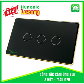 Công tắc Hunonic Premium 3 Nút Màu Đen - Hàng chính hãng