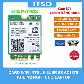 Mua Card WIFI 6E Killer AX1675 sử dụng cho laptop hỗ trợ 3 băng tần tích hợp Bluetooth 5.3 - Hàng nhập khẩu