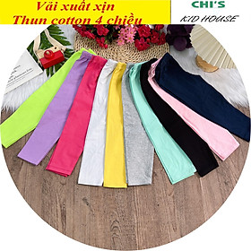 (VẢI XUẤT DƯ) SET 3 QUẦN LEGGING TRƠN DÀI THUN COTTON 4 CHIỀU CHO BÉ GÁI 9-41KG