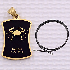 Mặt dây chuyền cung Cự Giải - Cancer inox trắng kèm vòng cổ dây cao su đen + móc inox vàng, Cung hoàng đạo
