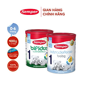 Combo 2 Sữa bột công thức Semper Baby Nutradefense 1 400g hộp và Semper