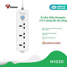 Mua Ổ Cắm Điện Gongniu 3 Ổ Đa Năng 1 Công Tắc – Công Suất 10A/250/2500W – Trắng – Chính Hãng (N1030)