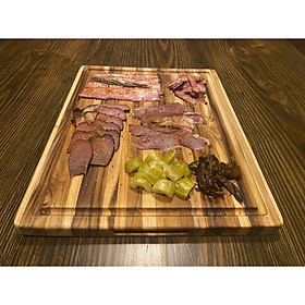 Mua Thớt gỗ teak hình vuông kích thước 40 cm dày 32mm - Thớt gỗ trang trí đồ ăn kiểu dáng Vintage decor Wood Carving Board