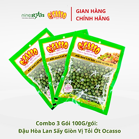 Combo 3 Gói Đậu Hòa Lan Sấy Giòn Vị Tỏi Ớt O'Casso 100g