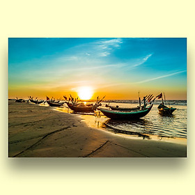 Tranh Trang Trí Treo Tường Canvas Phong Cảnh Bình Minh Trên Biển - Công Nghệ In UV Nhật Bản - Màu Sắc Đẹp Rõ Nét