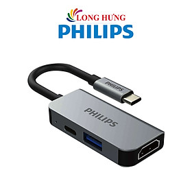 Cổng chuyển đổi Philips 3-in-1 Multifunction Adapter USB-C Hub SWV6113G/59 - Hàng chính hãng