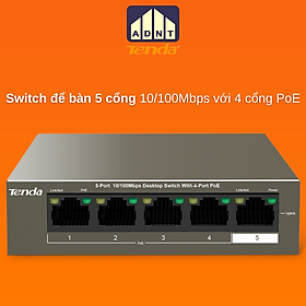 Mua Bộ chia mạng switch Tenda 5 cổng 10/100Mbps TEF1105P - 4 - 63W hàng chính hãng