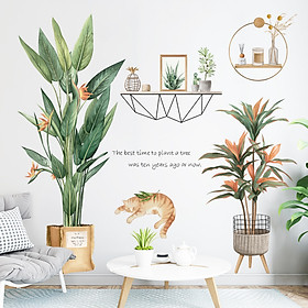 Mua Sticker Giấy Dán Tường Decal Dán tường Tranh Dán Tường Trang Trí Tường Mẫu Chậu Cây Cảnh Phong Cách Vintage ZDB-2191