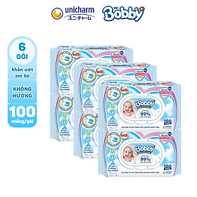 Combo 6 Gói Khăn Ướt Bobby Care 100 Miếng Gói