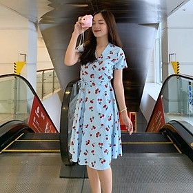 Đầm tay ngắn tà đắp chéo cột nơ eo SWEETED DRESS