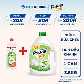 Nước Rửa Chén Can POWER100 Tinh Dầu Chanh 3.5KG