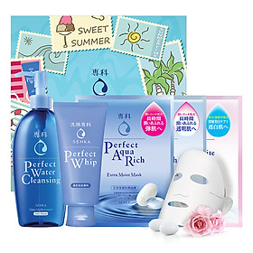 Bộ sản phẩm làm sạch & dưỡng da chuẩn Nhật (Perfect Whip 120g + Water Cleansing 300ml + Extra White 25ml + Luminous Moist 25ml + Extra Moist 25ml)