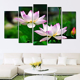 Mua Tranh treo tường  tranh trang trí PP_ NT519 bộ 5 tấm ghép hoa sen