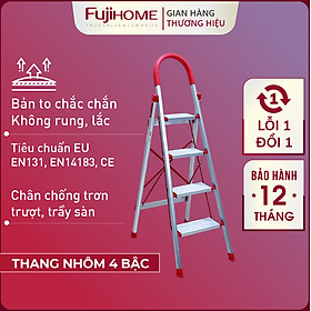 Mua Thang ghế nhôm tay vịn chữ A bản to 4 bậc 1 4m xếp gọn Nhật Bản Fujihome chống trượt  Ghế thang chữ A thắp nhang gia đình đa năng rút gọn inox 1m4 mét step stool ladder