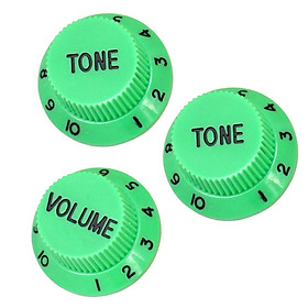2-8pack 3pcs Green Guitar Speed Control Knobs 1 Volume & 2 Tone for ST Guitar