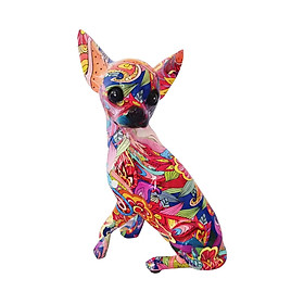 Hình ảnh Colorful Chihuahua Sculpture Dog Statue Resin Animal Craft for Bedroom Decor