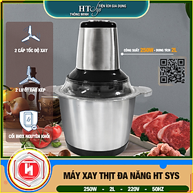 Mua Máy xay đa năng HT SYS - 250W - Máy Xay Hành  Tỏi  Rau Củ  Thịt Dung Tích 2L - 4 Lưỡi dao - Cối inox 304 - Hàng Nhập Khẩu