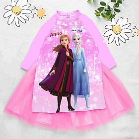 Áo dài cách tân cho bé gái hình Elsa từ 12-42kg. Vải phi lụa, chân váy ren có lót bên trong. - Elsa - 13