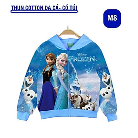 Áo khoác bé gái hình elsa từ 10-43kg. Ao chống nắng chất liệu thun da cá thấm hút mồ hôi - KienLua