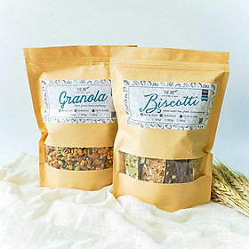 Combo 250g Granola + 250g Biscotti 3 Vị Ăn Kiêng Không Đường By HeBe