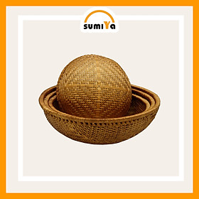 Mua Rổ tre hun khói hình tròn  nguyên liệu tự nhiên thân thiện với môi trường  dùng trang trí  để thức ăn