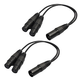2Pack XLR Mic Audio Y-Splitter Cable Connector 3 Pin Male To 2 Female Adapter 1ft