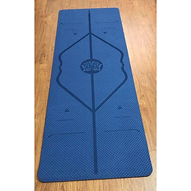 Thảm tập Yoga TPE 8mm có Định tuyến, chống trơn tốt  Màu xanh lá (Tặng túi đựng thảm, dây buộc)