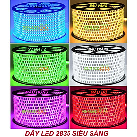 Cuộn Dây LED 2835 Đôi Dài 100m Ánh Sáng Vàng,Trắng, Xanh Lá ,Xanh Dương,Đỏ,RBG,Hồng