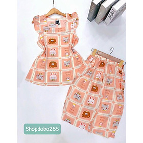 Đồ bộ nữ, đồ ngủ mặc nhà lửng cổ vuông phối ren F21 tay cánh tiên vải lanh BL161 họa tiết dễ thương size 45-70kg