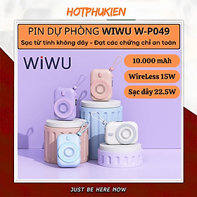 Pin sạc dự phòng không dây từ tính nam châm sạc nhanh 22.5W, dung lượng 10.000 mAh hiệu WIWU W-P049 Tích hợp dây sạc Type C, đạt tiêu chuẩn sạc quốc tế - Hàng nhập khẩu - Màu Trắng