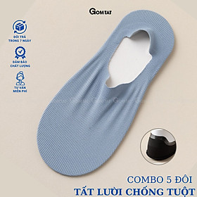 Combo 5 đôi tất lười nam có đệm silicon chống tuột gót, vớ nam đi giày lười chất liệu cotton khử mùi - HNA-OYU-1501-CB5