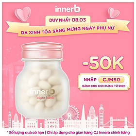 Thực phẩm bảo vệ sức khỏe InnerB Aqua Bank (giúp giữ ẩm cho da từ Axit Hyaluronic) lọ 56 viên - Sản Phẩm Chính Hãng