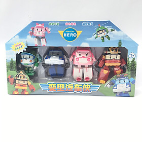 Đồ chơi biến hình biệt đội xe robocar Poli 2 trong 1loại xịn(bộ 4 con biến hình thành robot,ô tô)